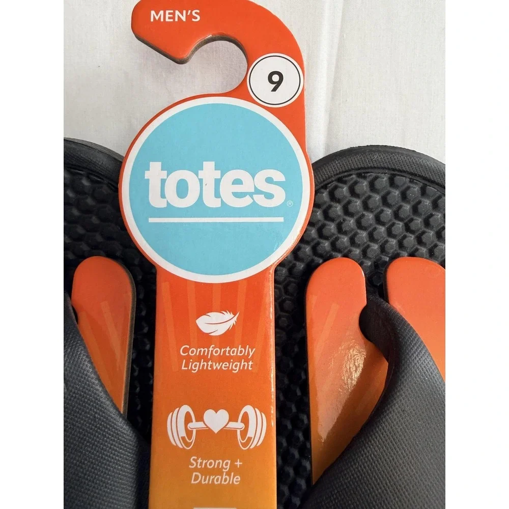 Totes Everywear Shoes Mens Size 9 Black Flip Flop Sandals‎ Lightweight New